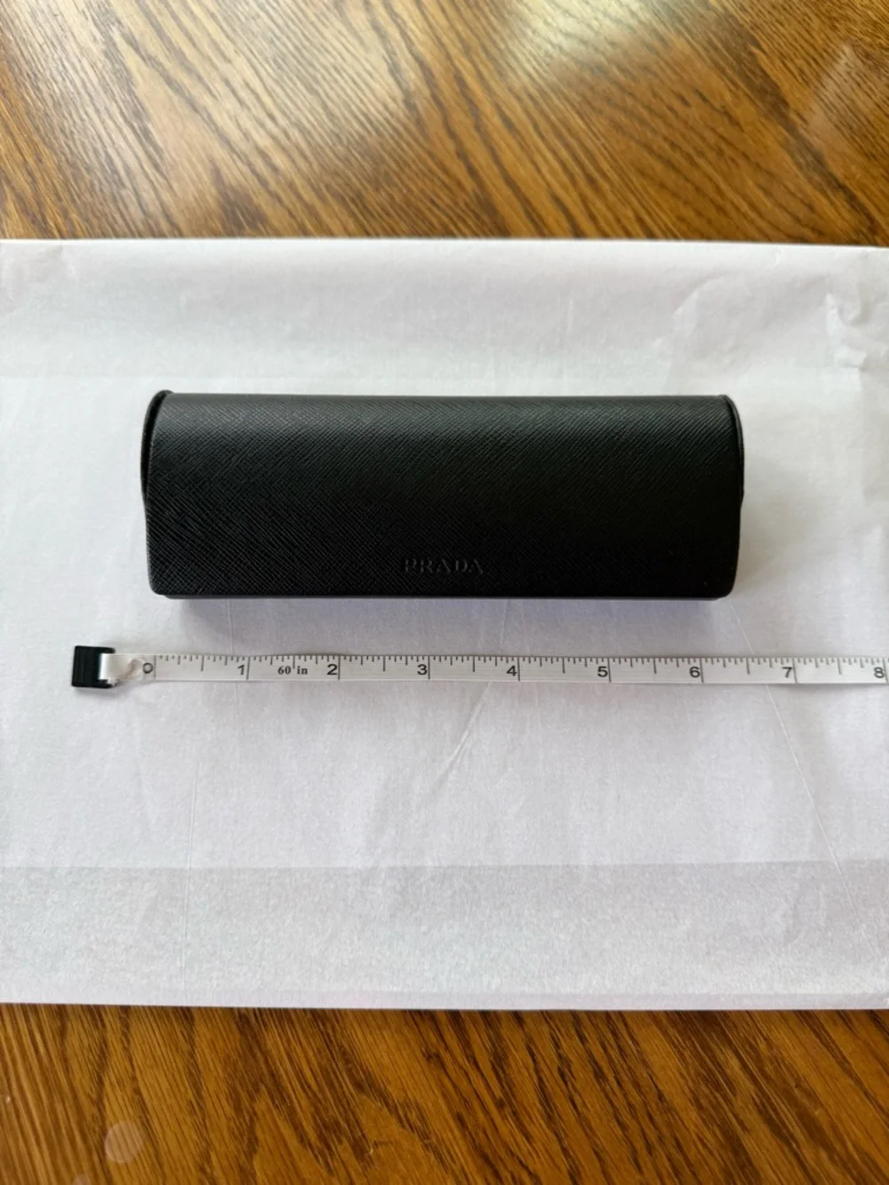 Prada Black Saffiano Eyewear Case with Black Cleaning Cloth